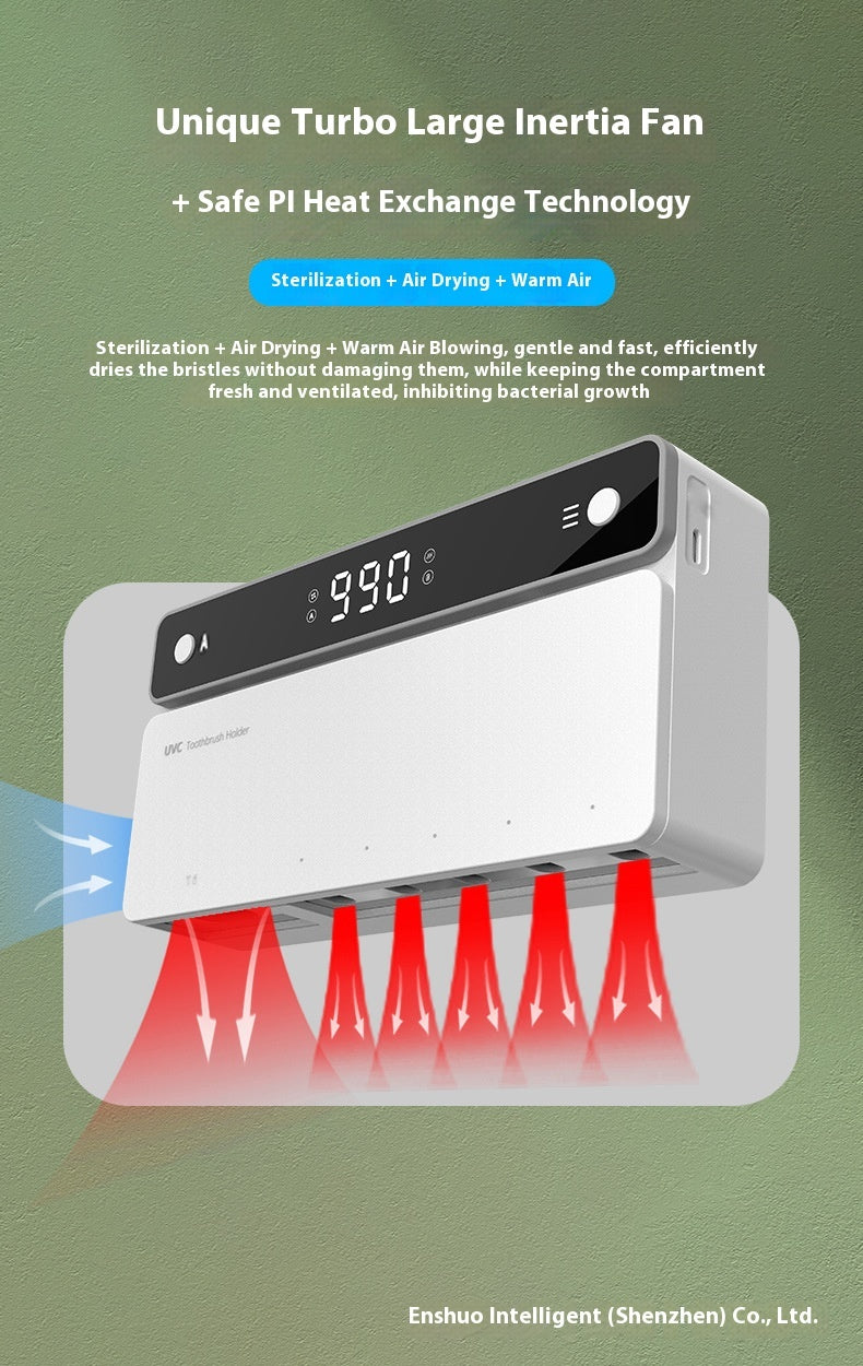 Toothbrush Sterilizer, Ultraviolet Disinfection Box, Automatic Drying Electric Bathroom Shelf, Wall-mounted, Drill-free