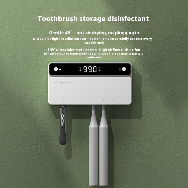 Toothbrush Sterilizer, Ultraviolet Disinfection Box, Automatic Drying Electric Bathroom Shelf, Wall-mounted, Drill-free