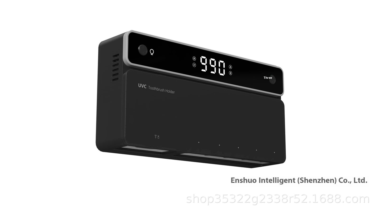 Toothbrush Sterilizer, Ultraviolet Disinfection Box, Automatic Drying Electric Bathroom Shelf, Wall-mounted, Drill-free