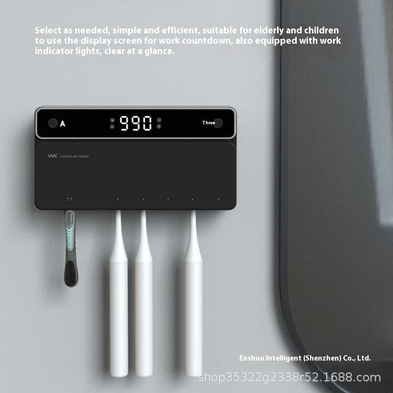 Toothbrush Sterilizer, Ultraviolet Disinfection Box, Automatic Drying Electric Bathroom Shelf, Wall-mounted, Drill-free